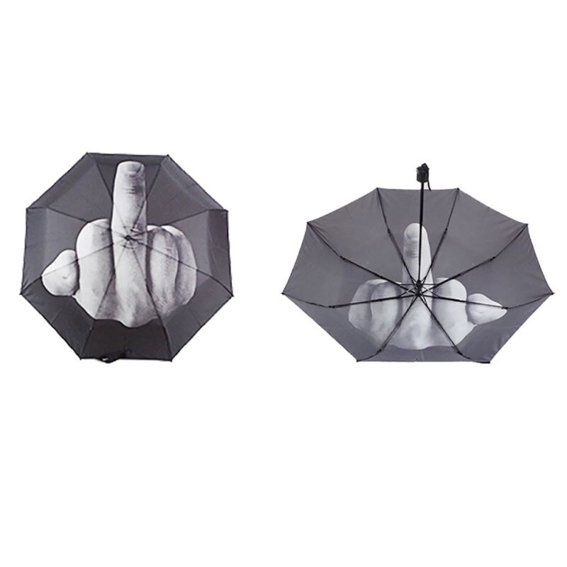 Cool Middelvinger Paraplu Regen Vrouwen Parasol Mannen Paraplu Impact Paraplu 3 Fold D9440 Wd02