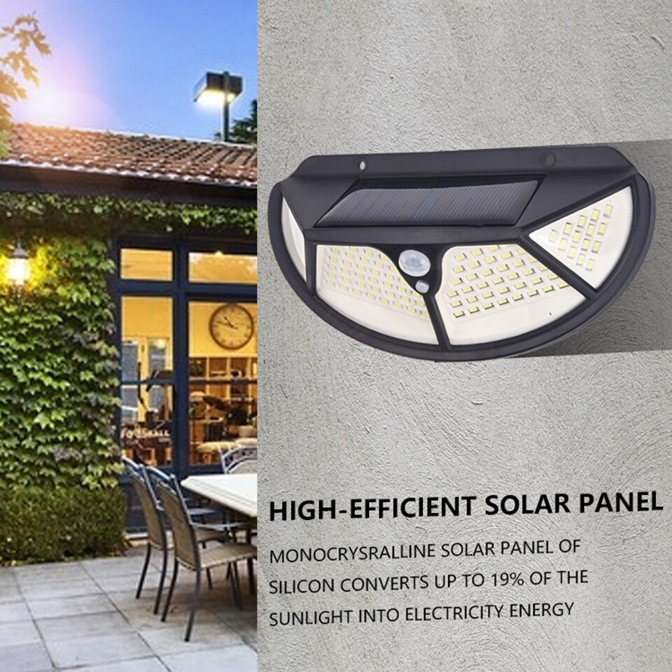 Solar PIR Sensor Street Light Outdoor Led Wall Lamp 3 Mode Motion SMD2835 102 Built in Battery Sunlight Powered Waterproof IP65