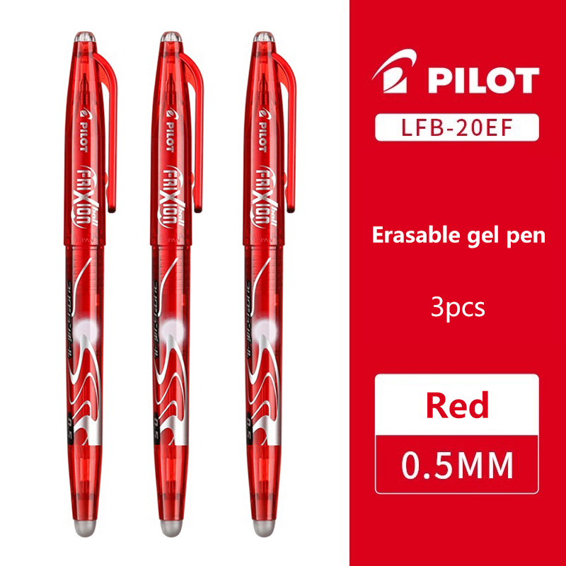 3pcs PILOT Erasable Gel Pens LFB-20EF Frixion 0.5mm for Writing Red Blue Black School Office Supplies Japanese Stationery: Blue