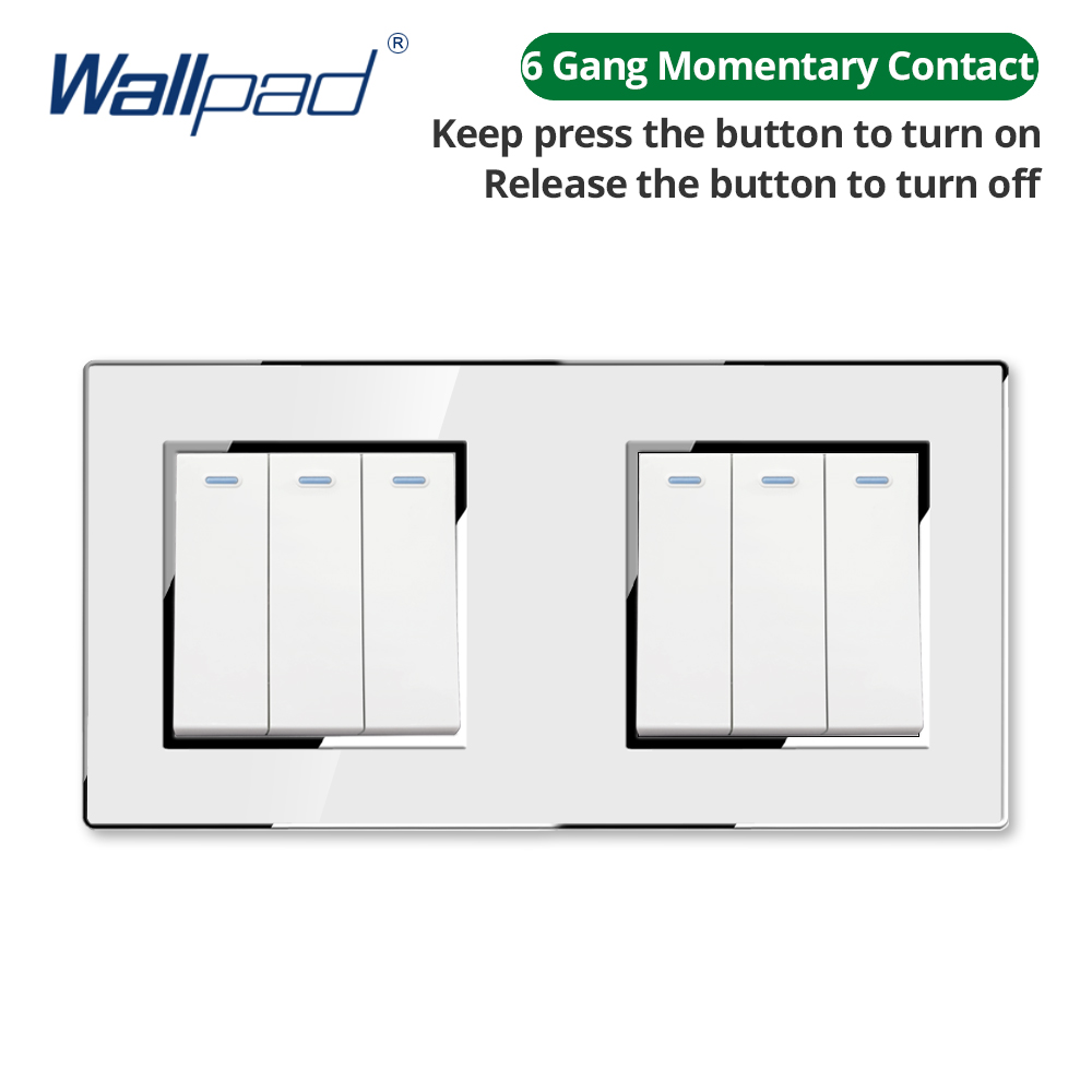 Wallpad White Acrylic Panel Wall Light Switch LED Dimmer USB Charge EU Socket Outlet 4 5 6 7 8 Gang 2 Way Reset 172*86mm