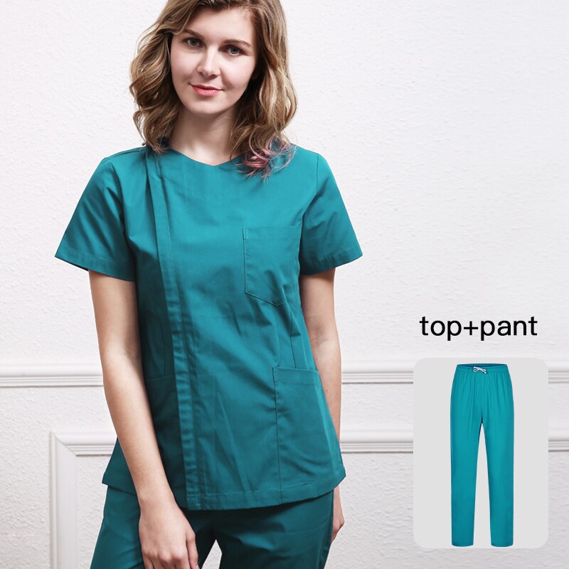 Concealed zipper Spa uniform Beauty Salon Work scrubs uniforms unisex scrubs tops /pants Health worker work clothes