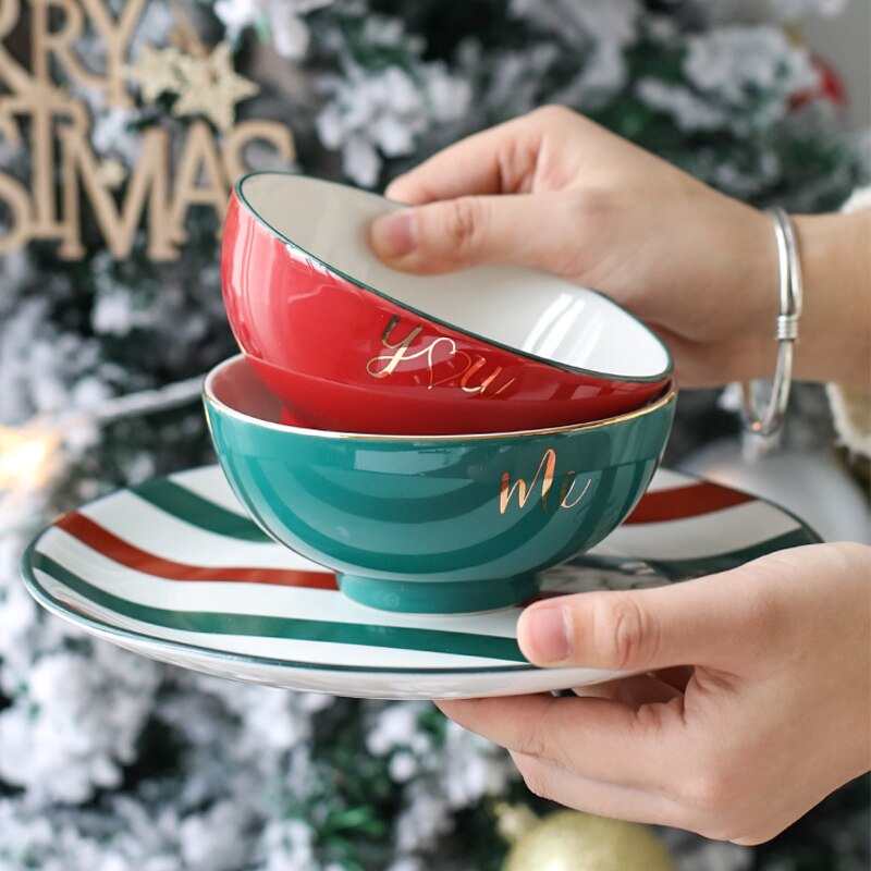 Ceramic plates and bowls set Coffee mug christmas plates salad sushi dessert plate tableware dinner sets dishes trays decorative