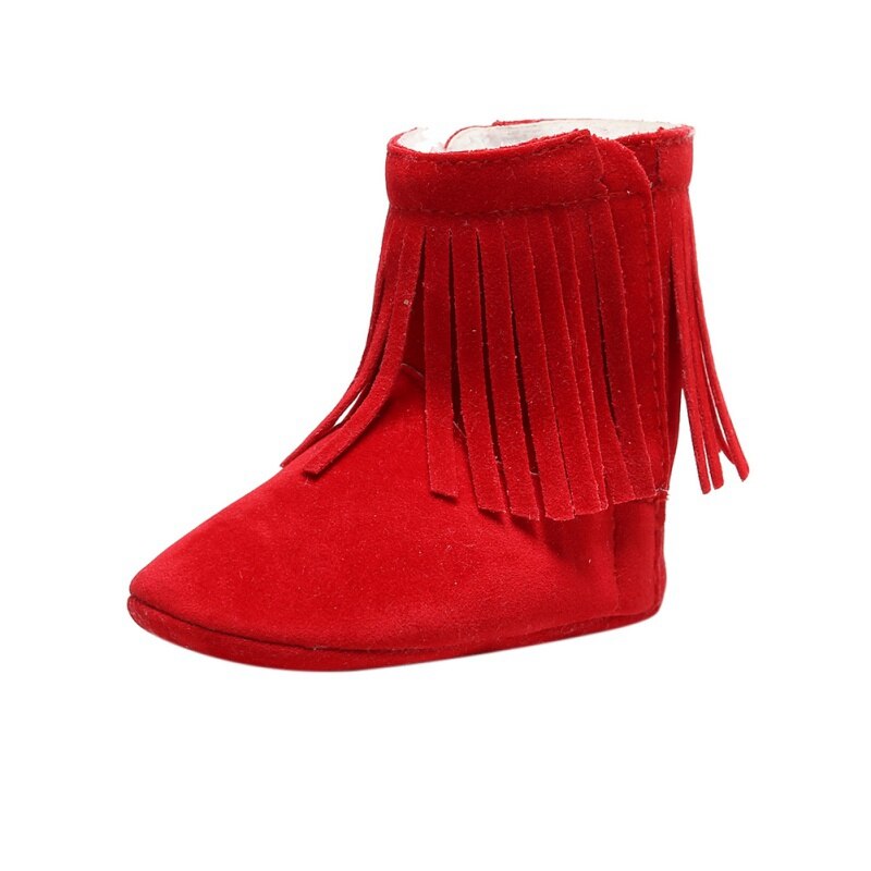 Baby Snow Boots Newborn Baby Girl Boy Kids Solid Fringe Shoes Infant Toddler Soft Soled Anti-slip Boots 0-24M: C / 0-6M