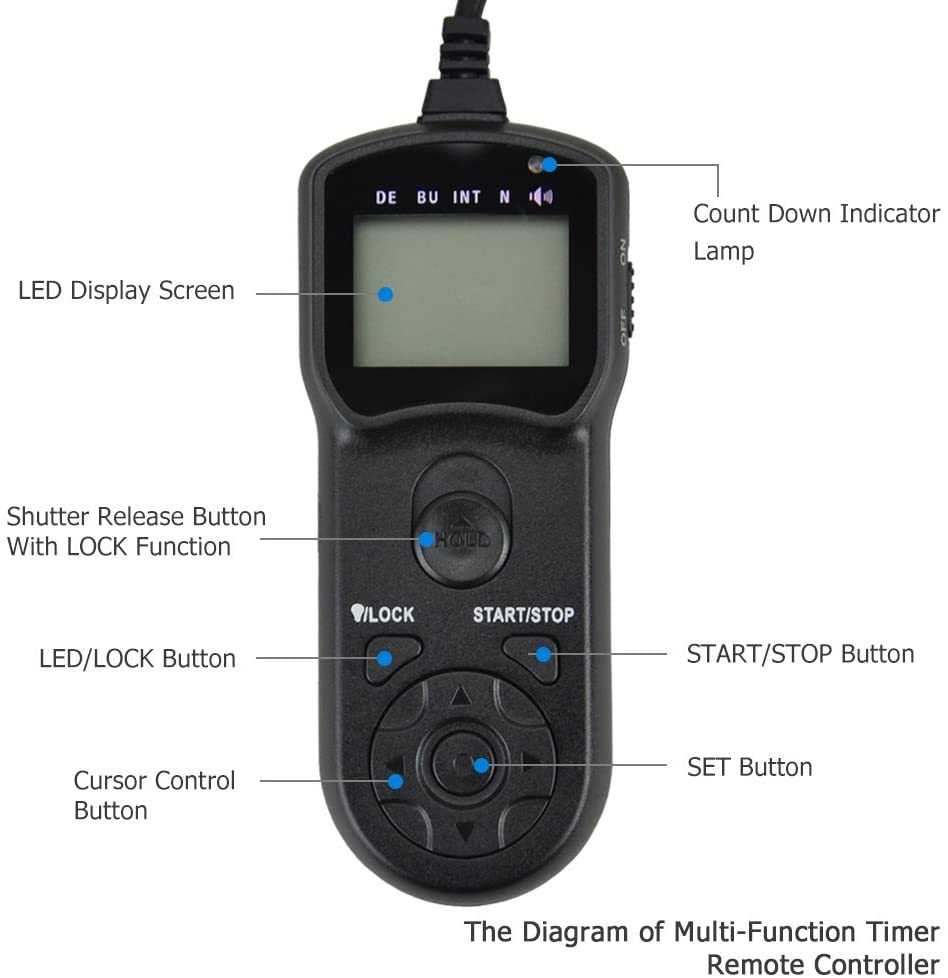 JJC Intervalometer Timer Remote Control Controller Shutter Release for Canon EOS R5 R6 850D 750D 700D 90D 80D 70D 5D Mark II III