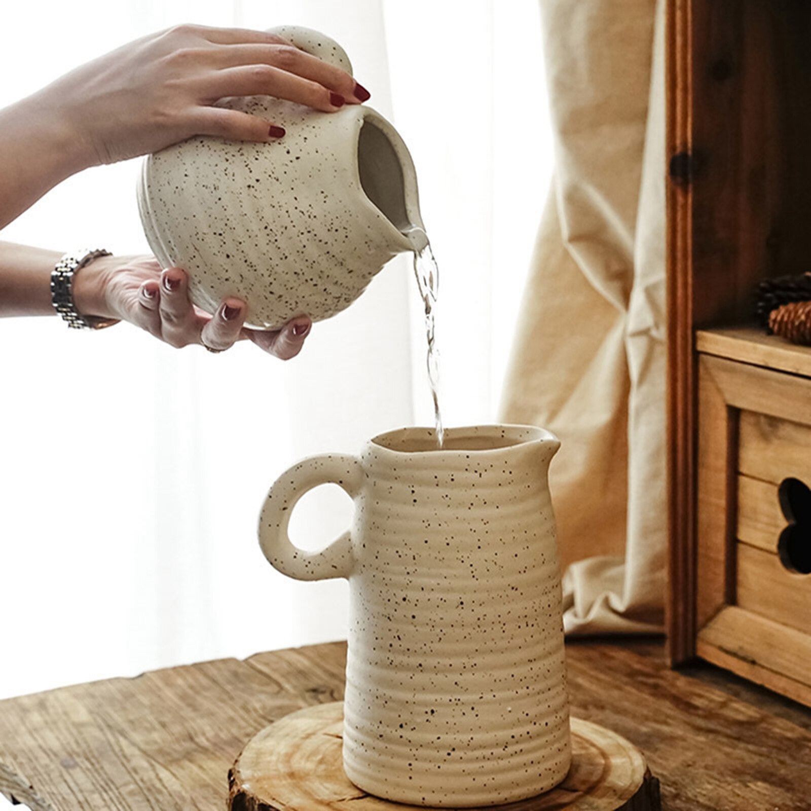 Florero de cerámica de estilo nórdico, jarrones de brotes Zen para el hogar, estante para decoración de mesa, centros de mesa, soporte para plantas de estudio de Yoga