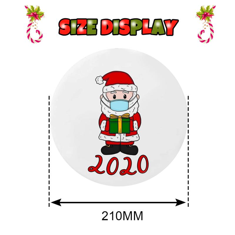 Large Christmas Stickers Door Window Christmas Decoration Xmas Santa Cartoon Pattern Round Paper Sticker Happy Year