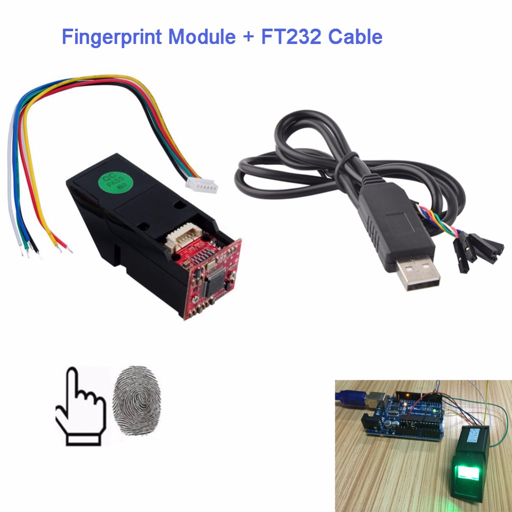 Optische Vingerafdruklezer Sensor Module Groen Licht + USB naar TTL Seriële Kabel Adapter FTDI Chipset FT232 USB Kabel TTL FZ1035G