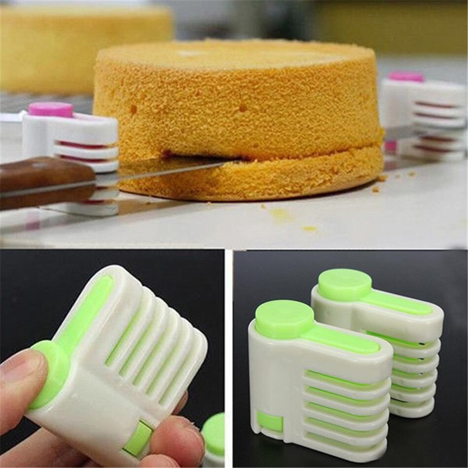 2 Stks/pak Cake Slicer Cutter 5 Lagen Cake Brood Leveler Slicer Set Diy Fixator Snijgereedschap Keuken Cake Accessoires