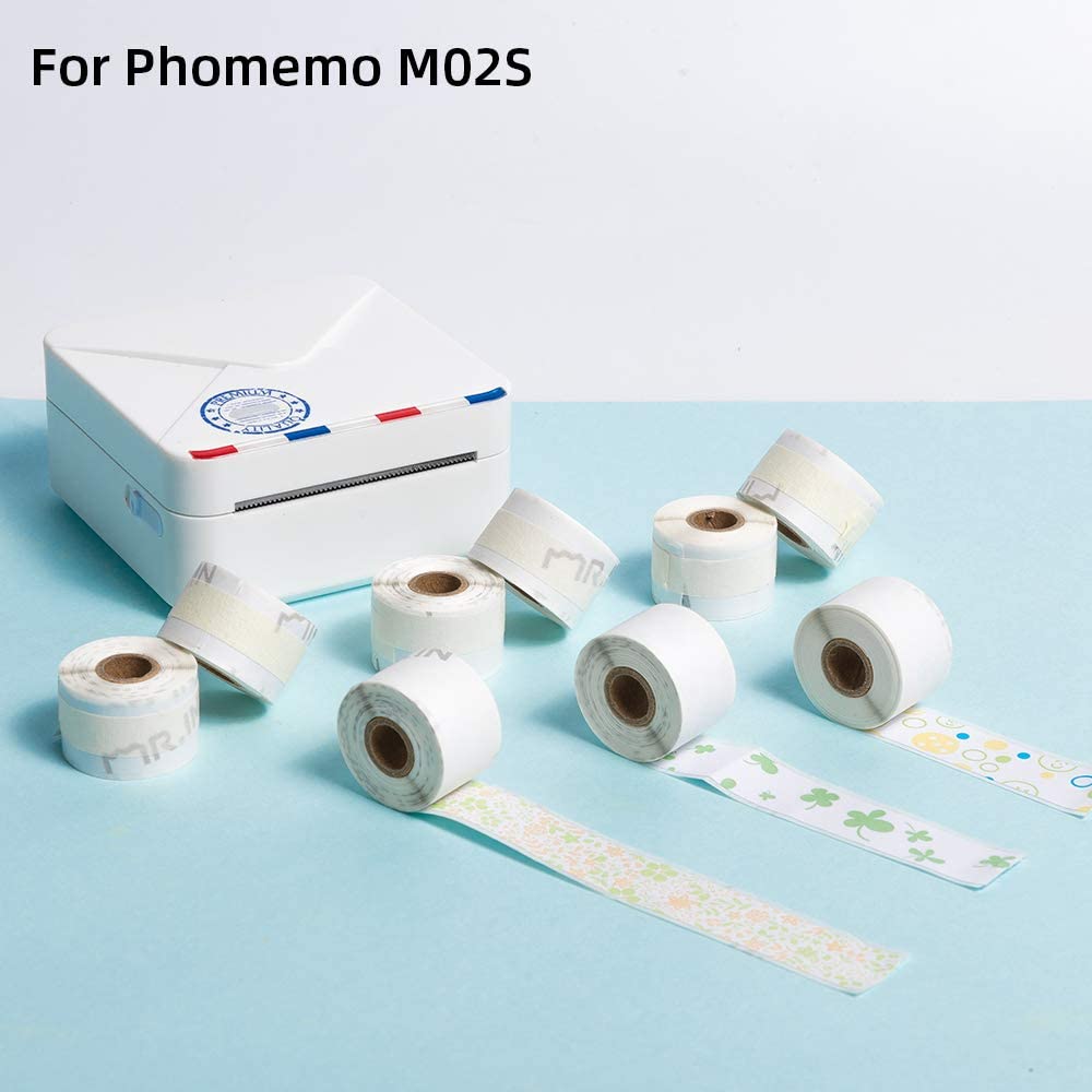 9 ruller phomemo termisk klistremerke papir 15mm x 3.5m 3 farger etikettpapir til phomemo  m02s fotoskriver som kan skrives ut selvklebende papir