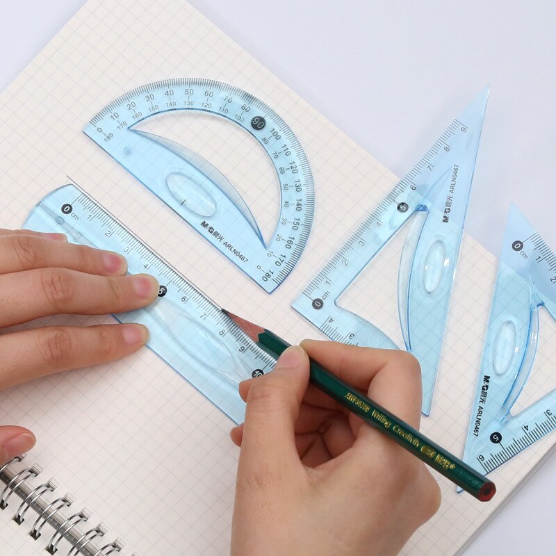 M&amp;G Soft Flexible Geometry Ruler Set Maths Drawing compass stationery Rulers Protractor mathematical compasses for School AR0467