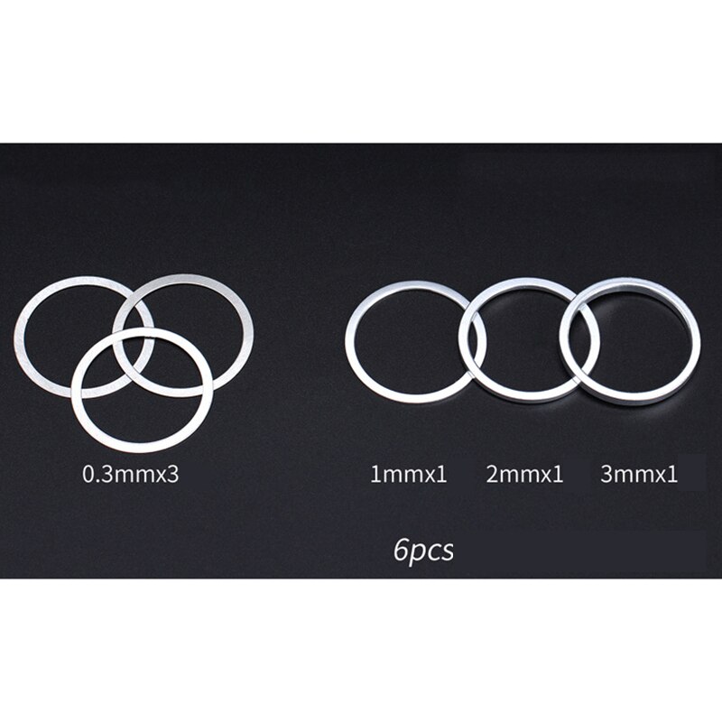 6pc Bicycle Headset Washer Aluminium Alloy Bike Fork Adjusting Washer Dust Cover 0.3mm 1mm 2mm 3mm Spacer Accessories Bike Parts: 6pcs set