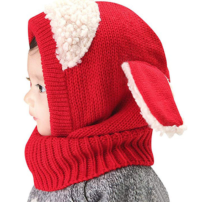 Emmababy 6-36M Pasgeboren Kids Baby Jongen Meisje Bont Pom Hoed Winter Warm Knit Bobble Beanie cap Sjaal: Rood