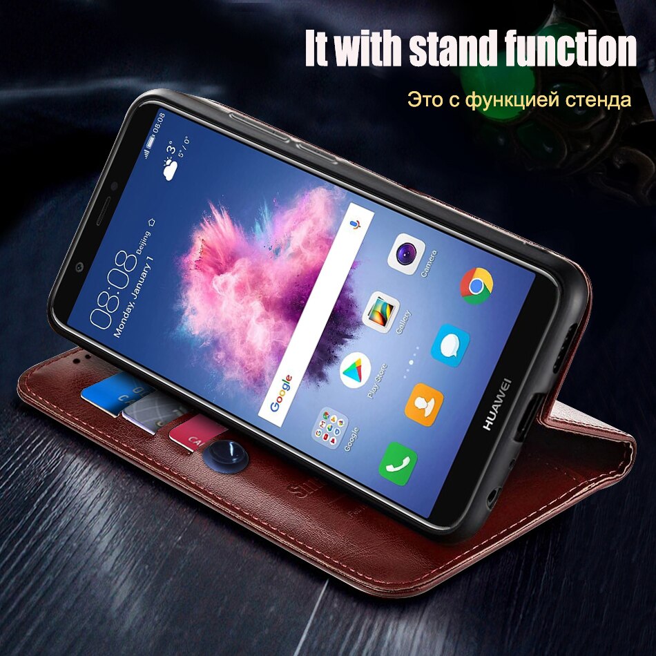 Luxe Retro Case Voor Huawei P Smart Case Flip Leather Cover Voor Funda Huawei P Smart Case Cover FIG-LX1 psmart Telefoon Coque