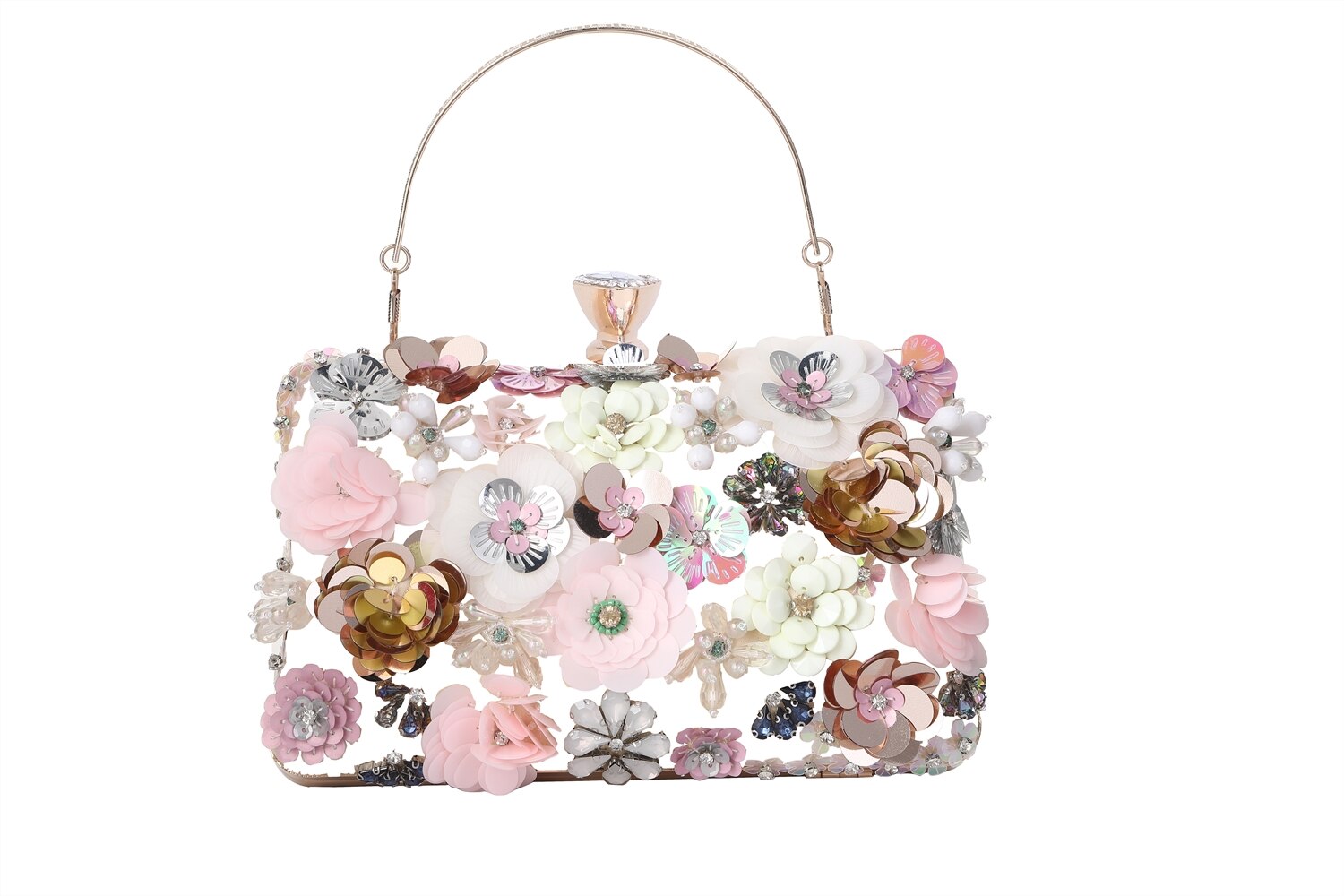 Womens Bloemen/Kristal Strass Koppeling Purse Meisjes Avondtasje Avond Handtas Voor Bruiloft Prom Banket Party: Pink