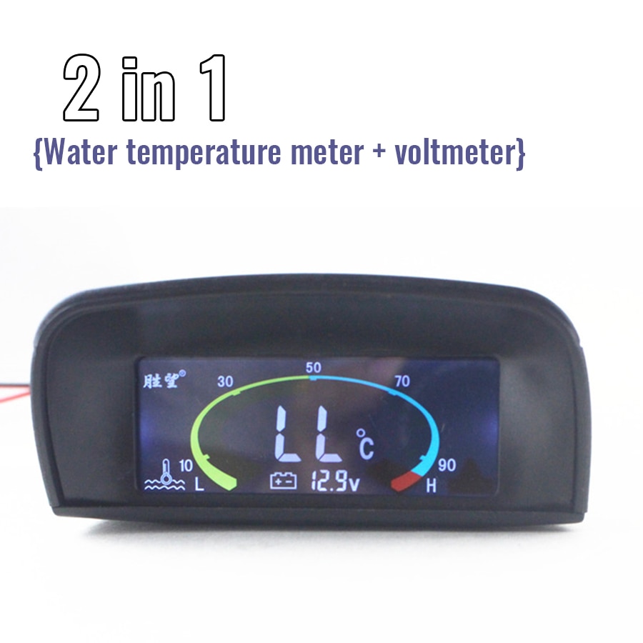 2 in 1 Meter 12 v/24 v Auto Vrachtwagen LCD Digitale Water Temperatuur Voltmeter Water temperatuurmeter + voltage Gauge