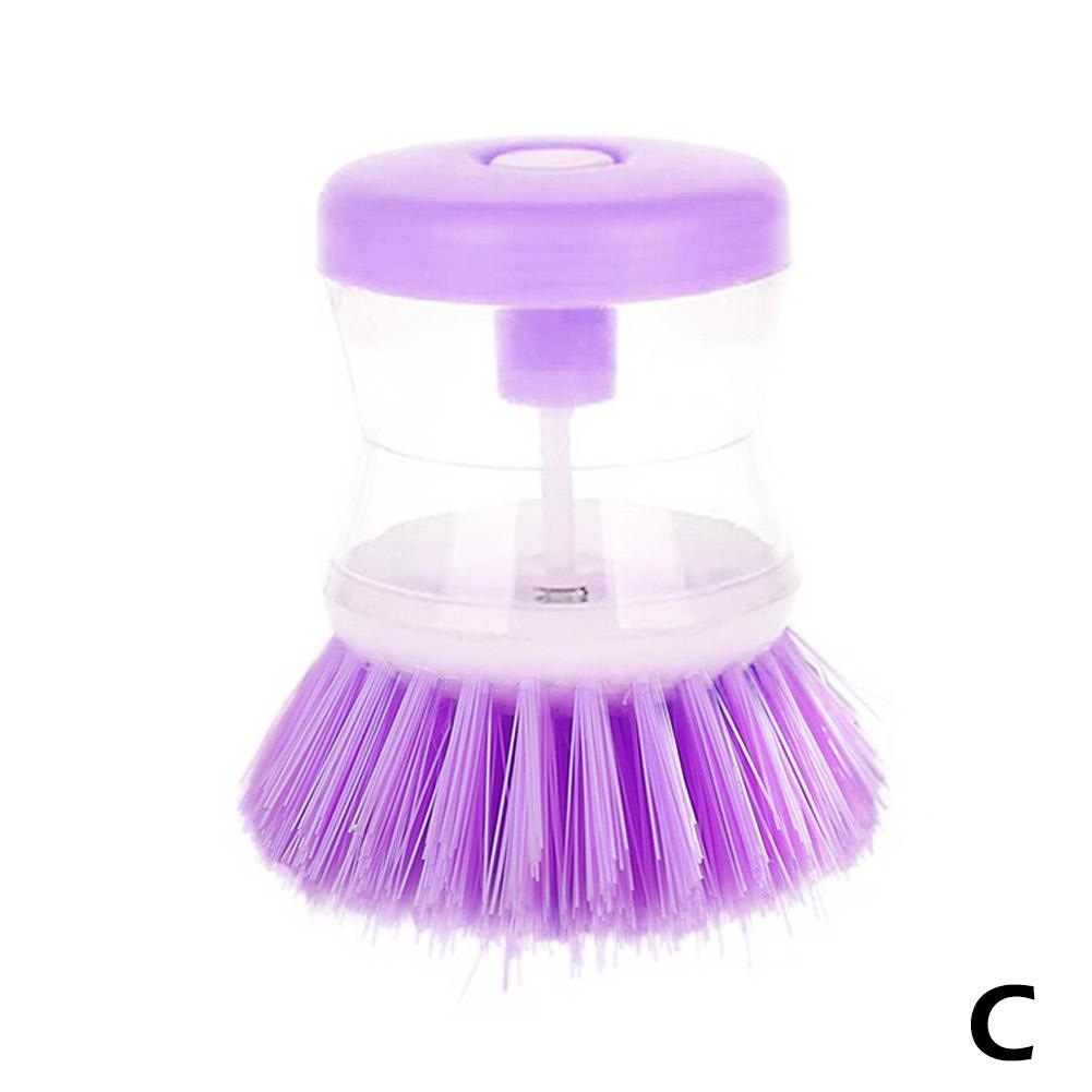 Cepillo para lavar platos y ollas de cocina con dispensador de llenado de líquido al presionar no daña la sartén, dispensador automático de cepillo de limpieza