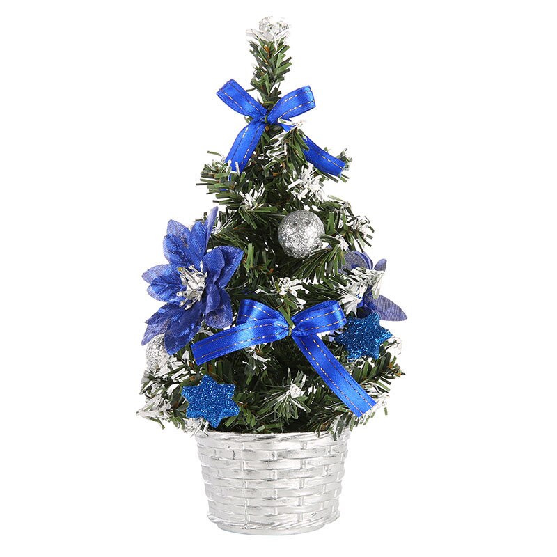 Mini Christmas Tree Xmas Artificial Tabletop Decorations Festival Miniature Tree Home Room Desktop Ornaments Children .: Blue / 15cm