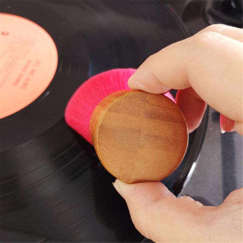 For vinyl lp spiller tilbehør trehåndtak rengjøringsbørste myk børste rensemiddel støvfjerner