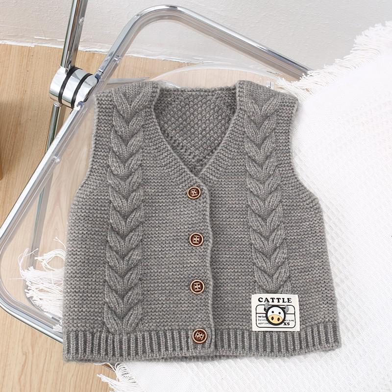 2022 autunno inverno neonato gilet cappotto bambini vestiti in cotone lavorato a maglia cardigan senza maniche gilet bambino capispalla per bambini 1-5Y: GRAY / 24M