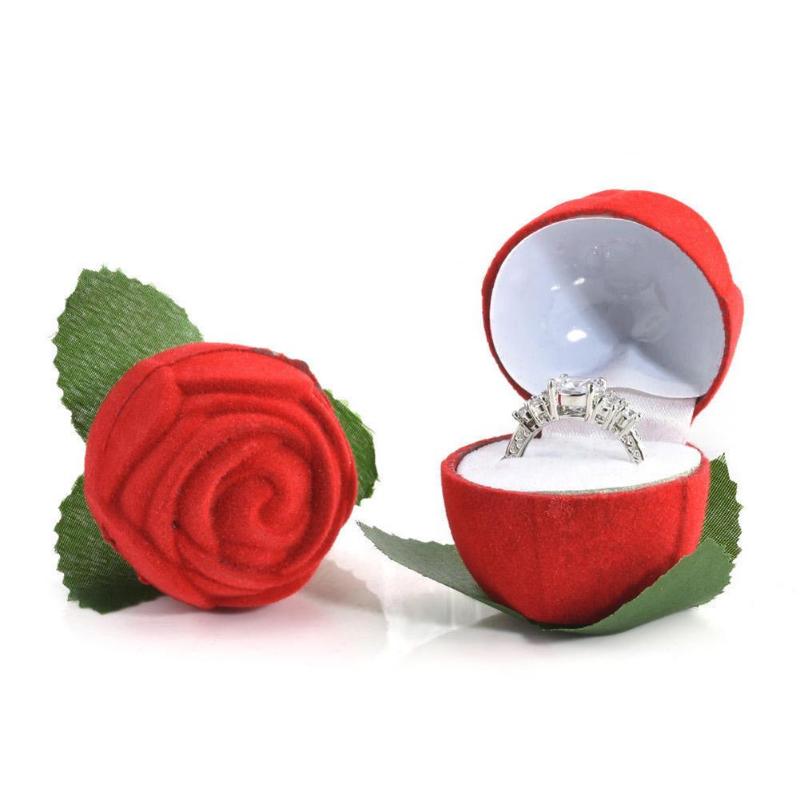 Rose Bloem Massaal Ring Box Wedding Valentine Verpakking Case Met Staaf Rose Bloem Massaal Ring Doos Houder Sieraden case