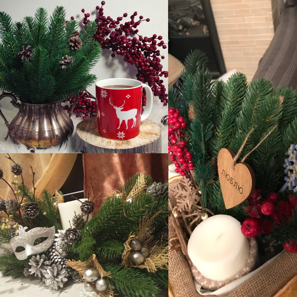 HUADODO 10 stuks Kunstmatige Pine Takken Nep Planten kunstbloemen Kerstboom voor Xmas Ornamenten Decoraties