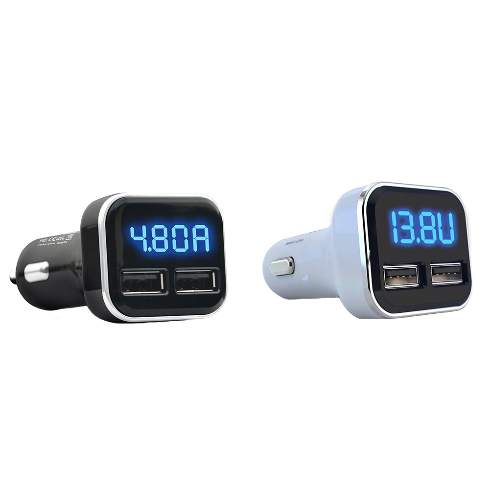 4.8a auto biloplader stik spændingsovervågning multifunktionelt hurtigt tilbehør led display dual usb mini praktisk adapter