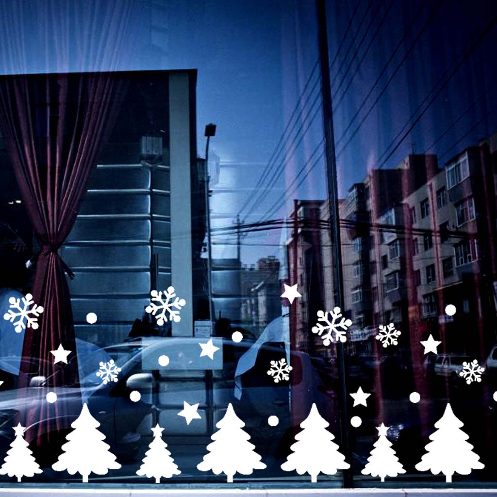 Multi Diverse Christmas Wall Stickers Cute Restaurant Mall Decoration Snow Glass shop Window Removable winter Decor: 20 67x 35cm