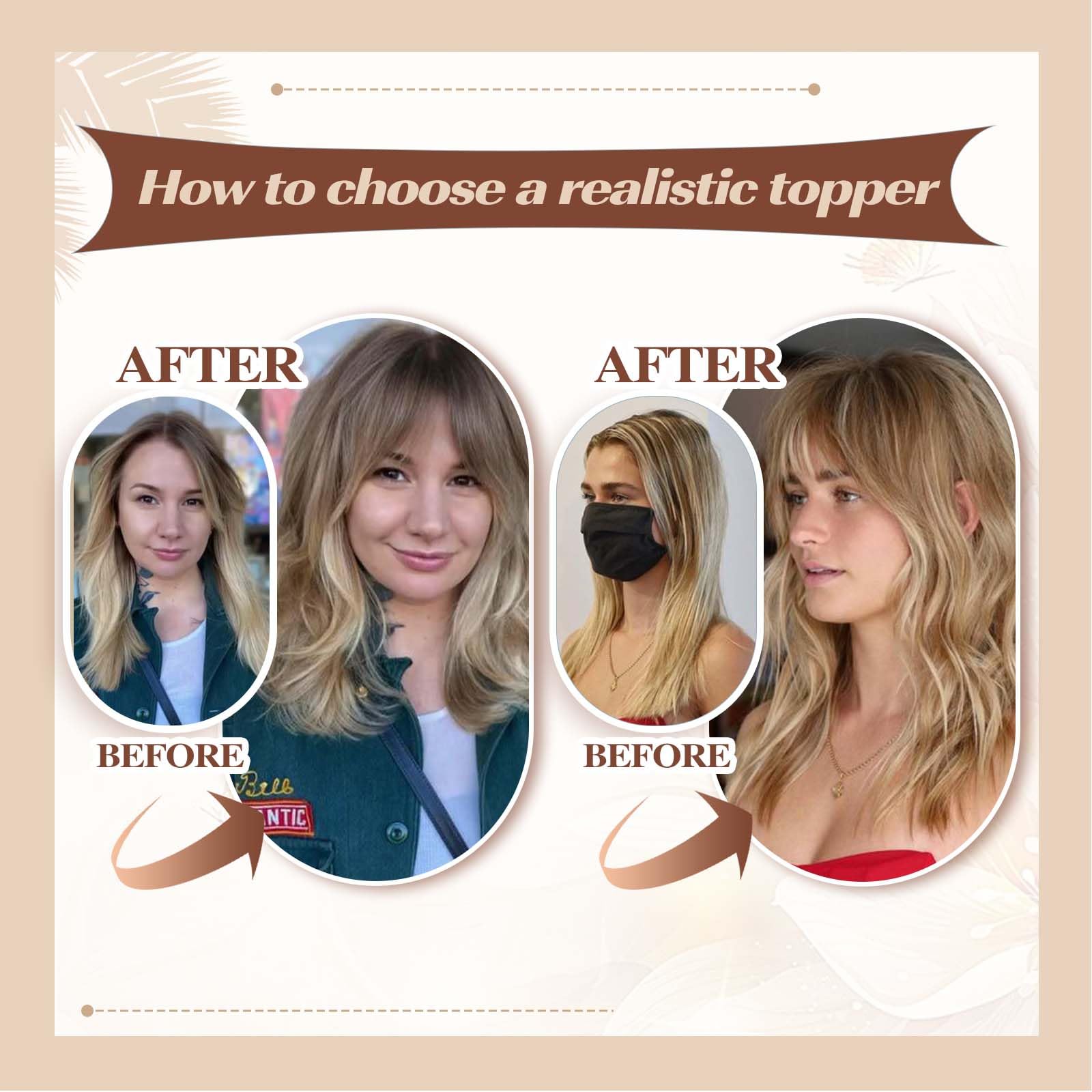 Ombre Braune Echthaar-Deckel-Perücken mit Pony, Seidenbasis-Clip-Stücke, 35,6 cm, gerade Deckel-Haare für Damen-Haarverlängerung