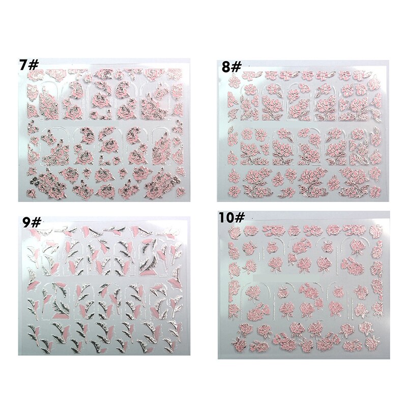 1 Vellen 3D Mooie Roze Bloem Nail Art Nail Sticker Nails Decal Nail Gereedschap