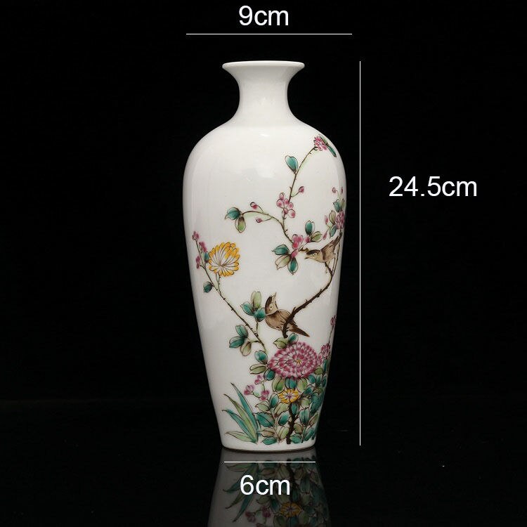 Jingdezhen – Vase à fleurs et oiseaux de la dynastie Qing, peint à la main, Antique, de l&#39;année