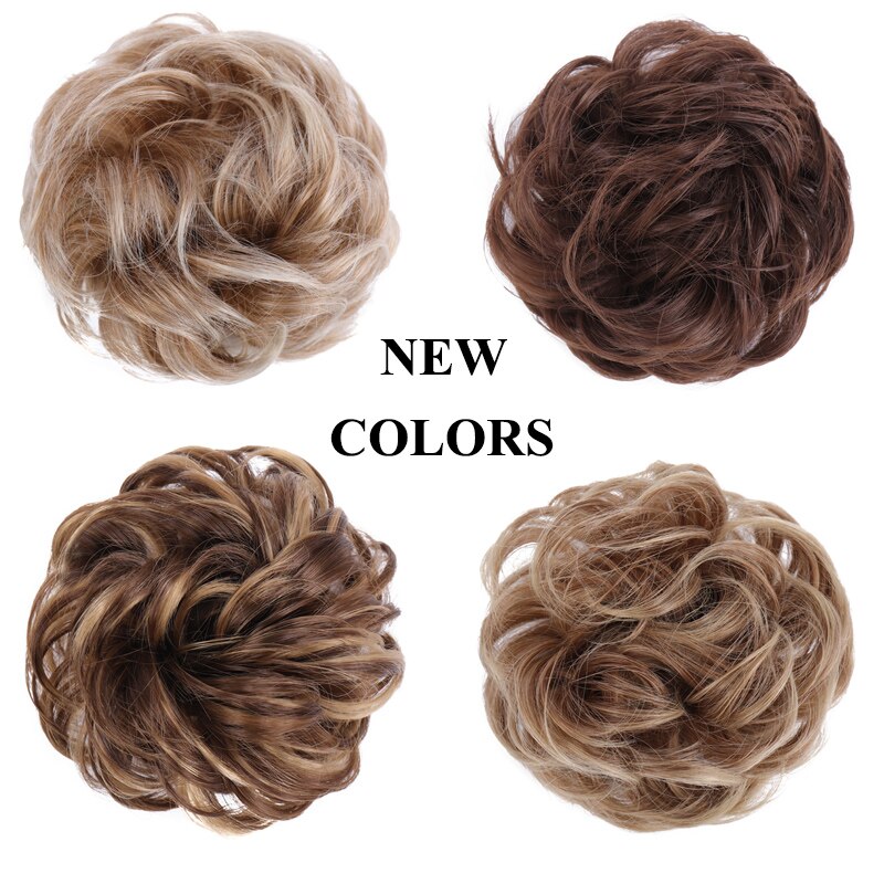 XUANGUANG Curly bun wearing rubber band synthetic wig Donut wig chignon Heat-resistant synthetic bun