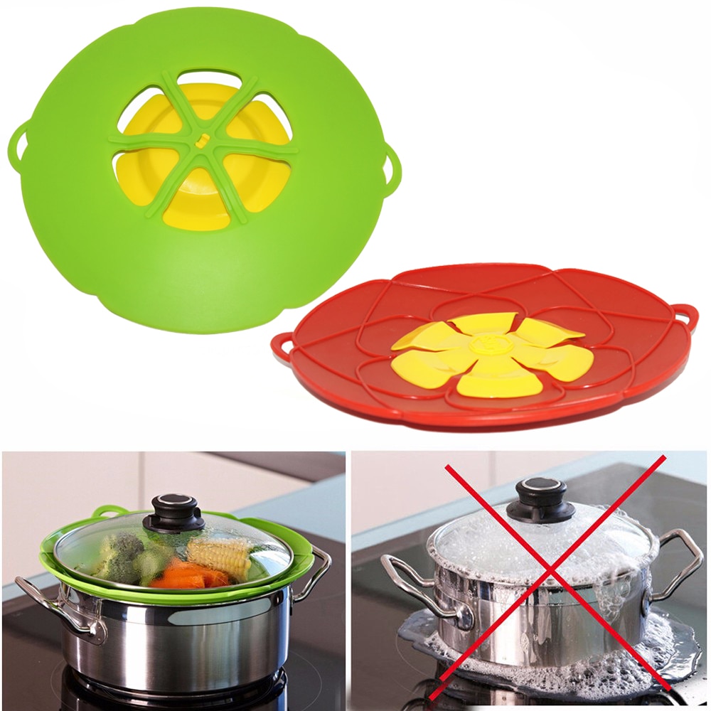 Multifunktions madlavning blomster kogegrej dele grøn silikone kog over spild låg prop ovn sikker til gryde / pande dækning