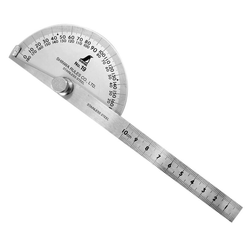 SHINWA Penguin Mini Protractor Classic Angle Gauge Ruler Machinist Craftsman Tool 180 Degree Dia40mm Dia90mm Head 10cm: ChromeFinish62480