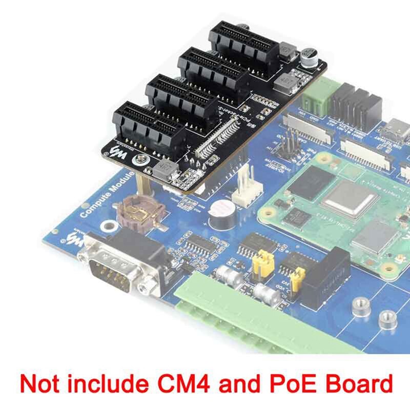 PCIe Expansion Card 1 to 4 Gen 2 Expansion 4-Way PCIe Gen 2 CM4 for Raspberry Pi Driver-Free Plug Play