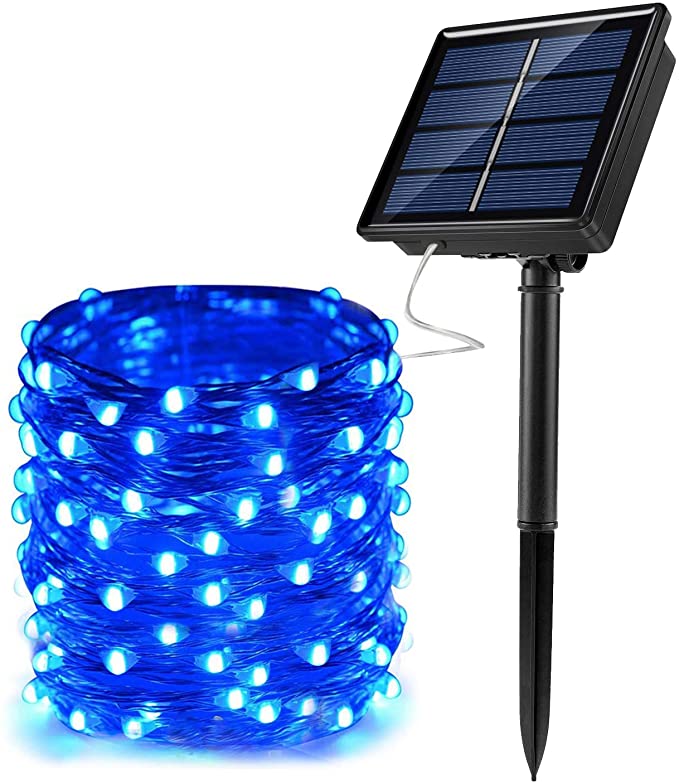 Zonne-energie String Fairy Lights 200 Led 8 Modi Waterdichte Twinkle Verlichting Indoor Outdoor Fairy Vuurvlieg Lights Auto Op/off: Blauw / 200led