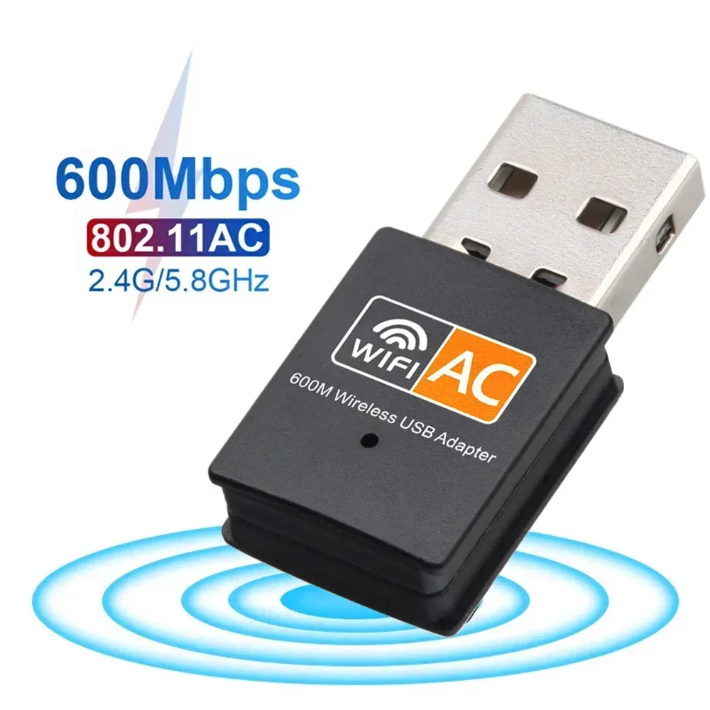 2 in 1 USB WiFi Bluetooth Adapter 600Mbps Dual Band 2.4G 5GHz USB Wi-Fi 5 Network Wireless Wlan Receiver Dongle DRIVER FREE: Silver