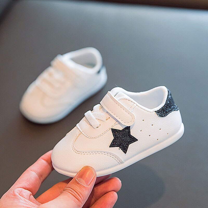Baby skor sneakers söt stjärna småbarn skor för pojke flicka mjuk bomull anti slip vår sommar baby pojke skor första vandrare: Svart / 16