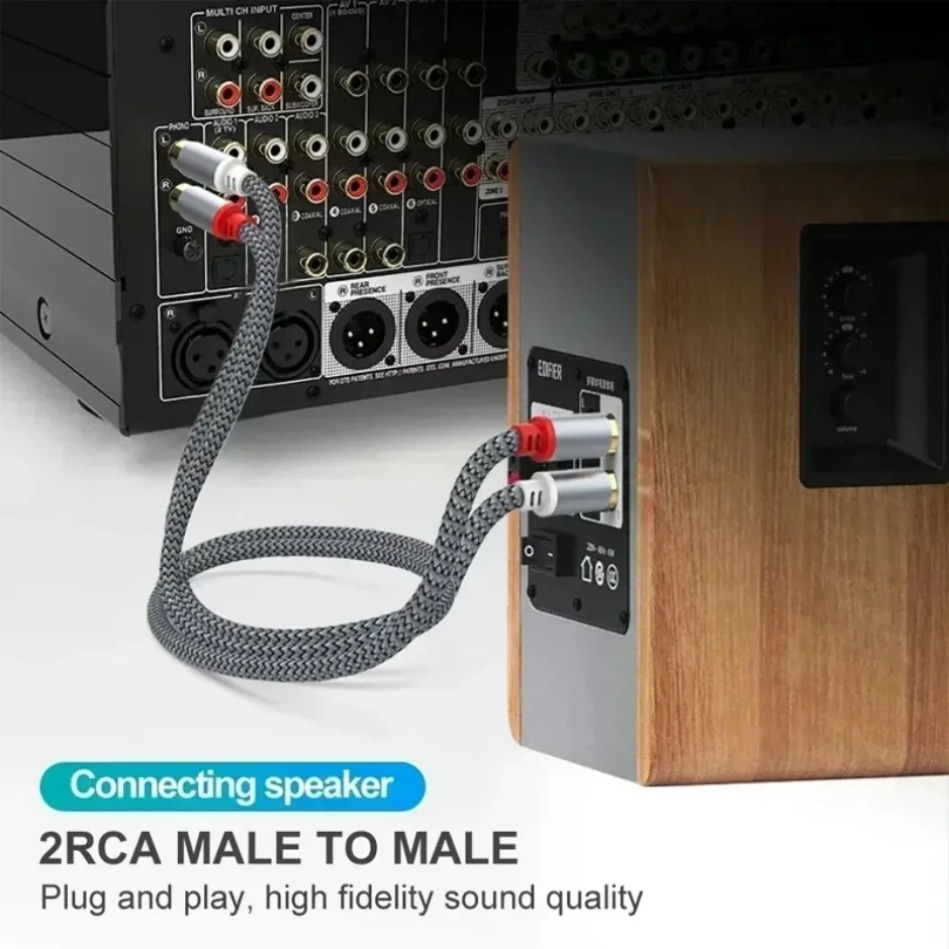 2 Rca To 2 Rca Stereo Cables Male To Male Aux Cable Jack for Home Theater HDMI-Compatible Loudspeaker Box Power Amplifier RCA