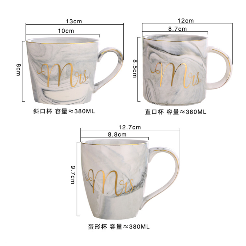 Luxe 380 Ml Marmer Keramische Mok Mok Melk Thee Cups Mr En Mrs Mokken Roze Goud Inlay ontbijt Home Decor
