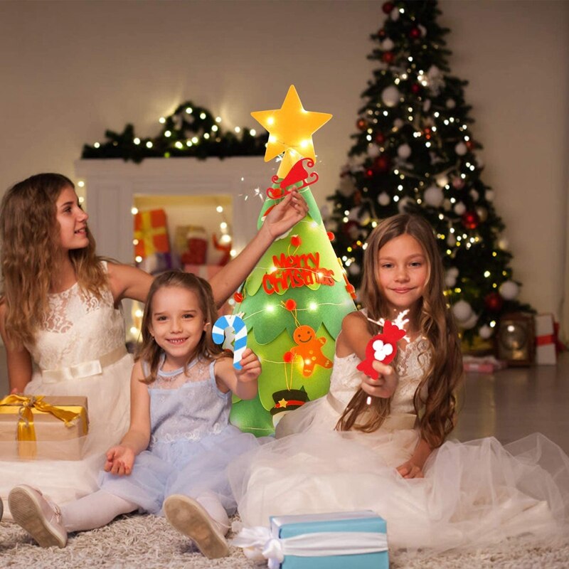 Verkoop Vilt Kerstboom, diy Kerstboom Set Leuke Creatieve Diy Xmas Boom Met Ornamenten String Light Xmas Kerst