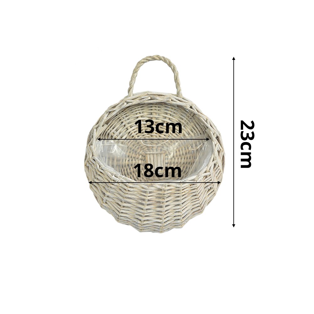 Garden Wall-mounted Flower Basket Small Large Size Handmade Basket Wicker Rattan Flower Basket Hanging Vine Pot Planter: E