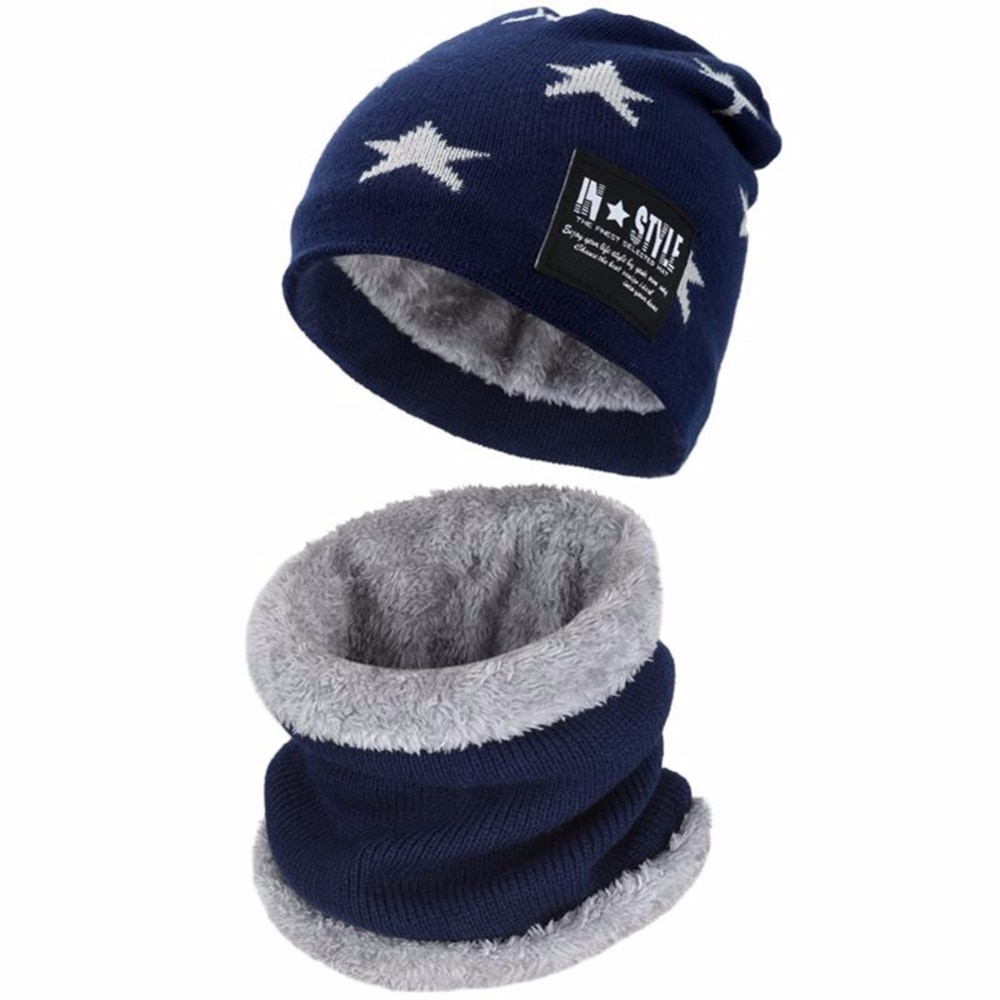 SYi Qarce 2 uds niños cálido invierno grueso sombrero de punto con bufanda conjunto Skullies gorros para niñas de 6-12 años de edad