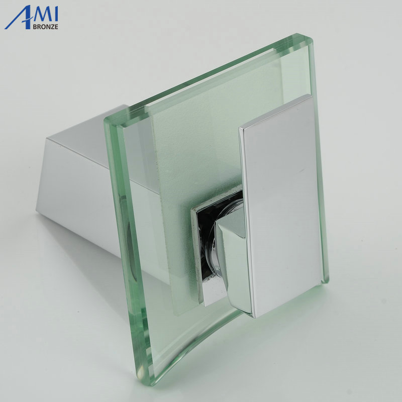 Badkamer kraan wasbak mengkraan verchroomd messing vierkante glas