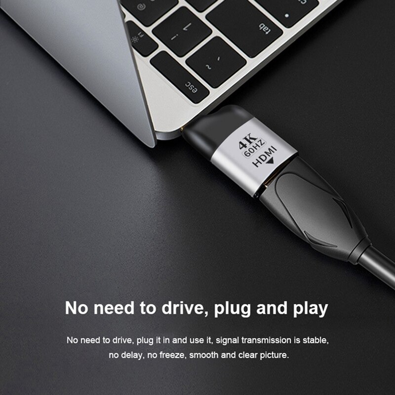 Video Converter Cable USB-C Male to HDMI Mini Display Port 4K60Hz Female Jack