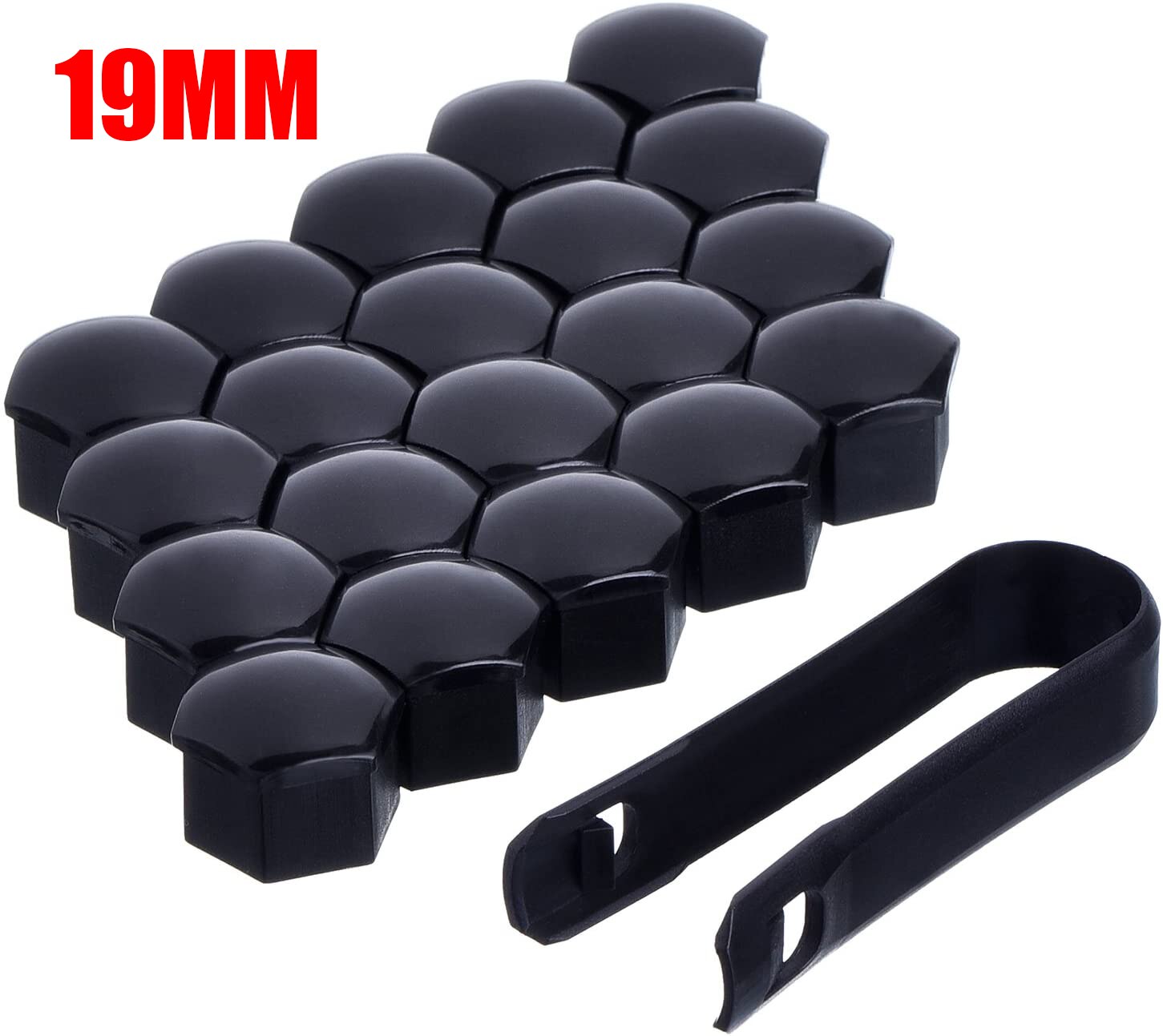 20 Stuks Wiel Moer Cap Universele Band Moer Covers Met Removal Tool Set Voor Auto 'S, zwart (19 Mm): Black