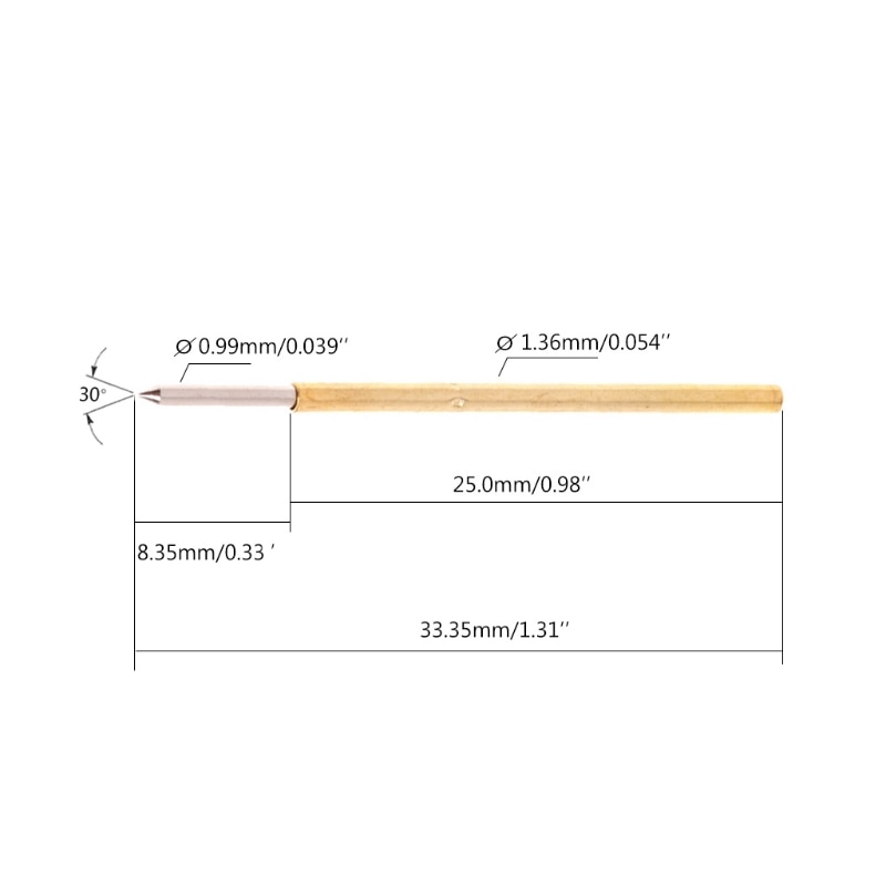 100 szt. Sprężyna sonda testowa pogo Szpilka P100-B1 Dia 1.36mm długość 33.35mm 35ED