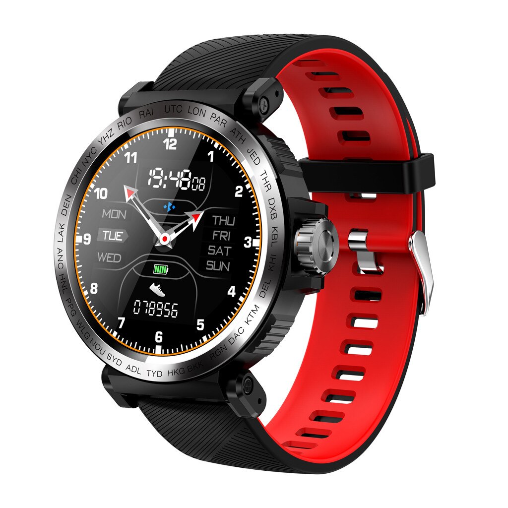 full screen touch waterproof men's sports heart rate monitor smart watch sports performance#30: Red 