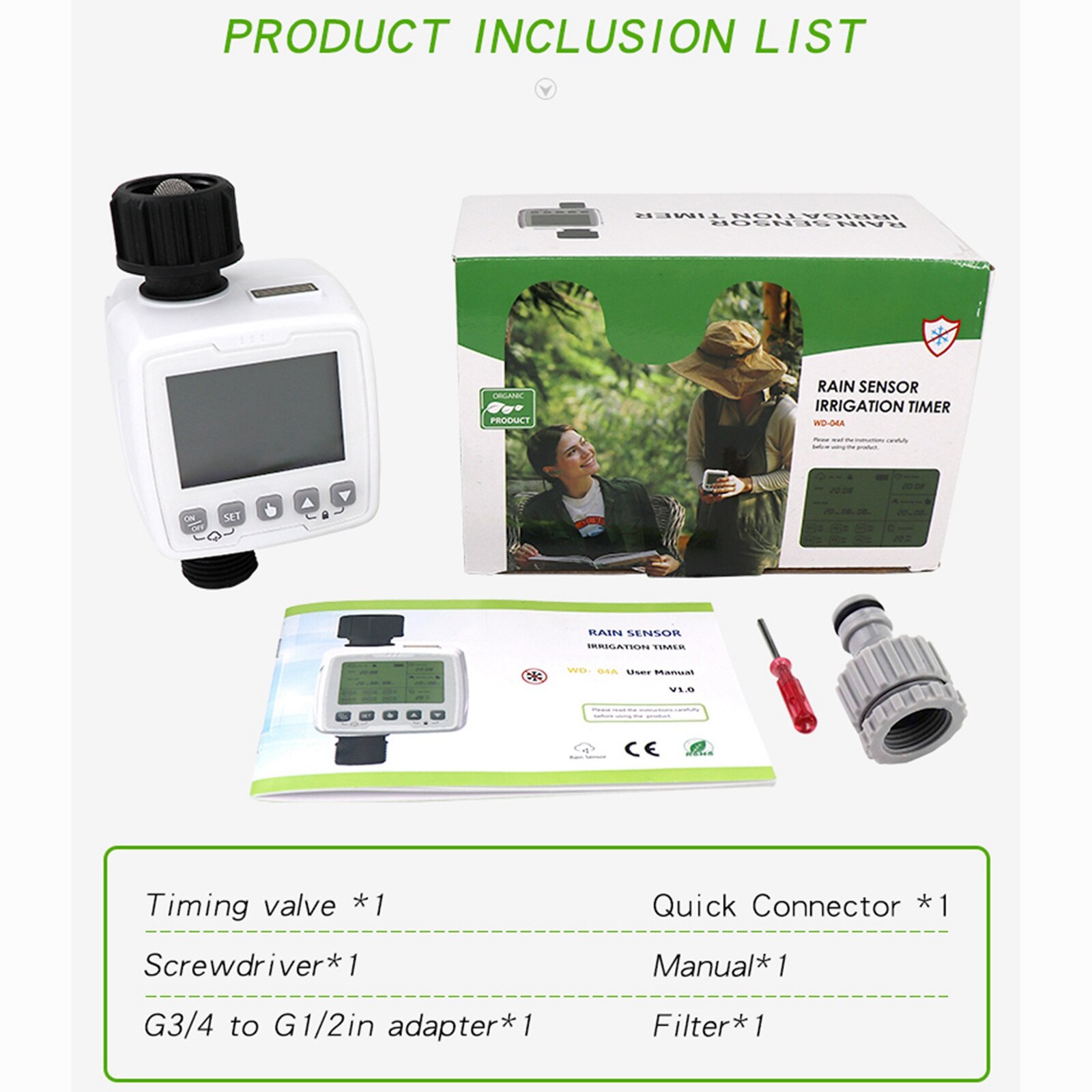 Electronic Irrigation Regulator Automatic Irrigation Timer Rain Sensor Smart Irrigation Controller System Outdoor Drip Irrigatio