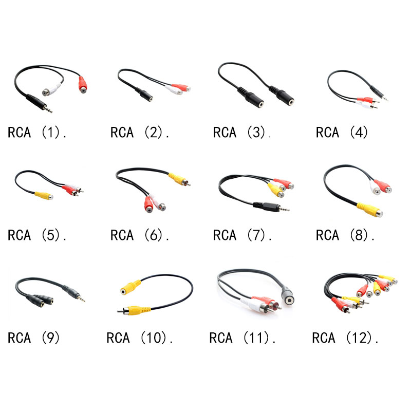 Prise audio stéréo femelle vers 2 RCA mâles, câble adaptateur 3.5 Y, universel, 3.5mm, pour téléphone sauna: Grey