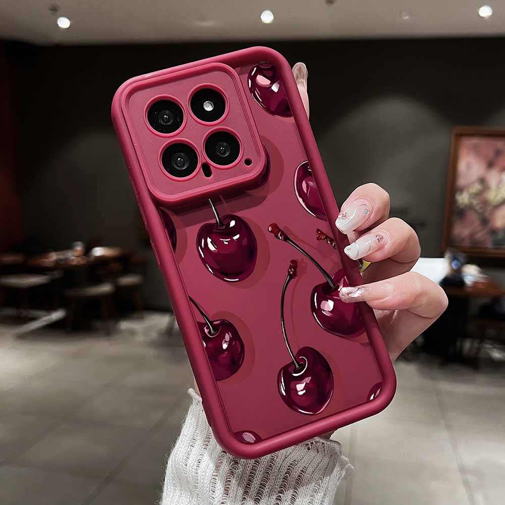 Funda de lujo con estampado de cereza y vino para Xiaomi Redmi Note 14, 13, 12, 11, 10 Lite Pro Plus Max, funda suave con escalera de ojos